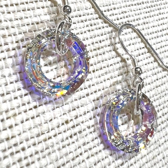 Swarovski Crystal circle Aurora Borealis earrings - Picture 4 of 5